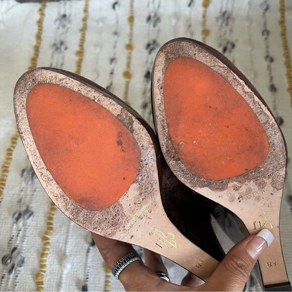 Cole Haan Women’s Brown Ankle Booties Size 8 Suede Holiday Fall Winter - Picture 10 of 14